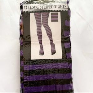 Purple & Black striped pantyhose tights One size
